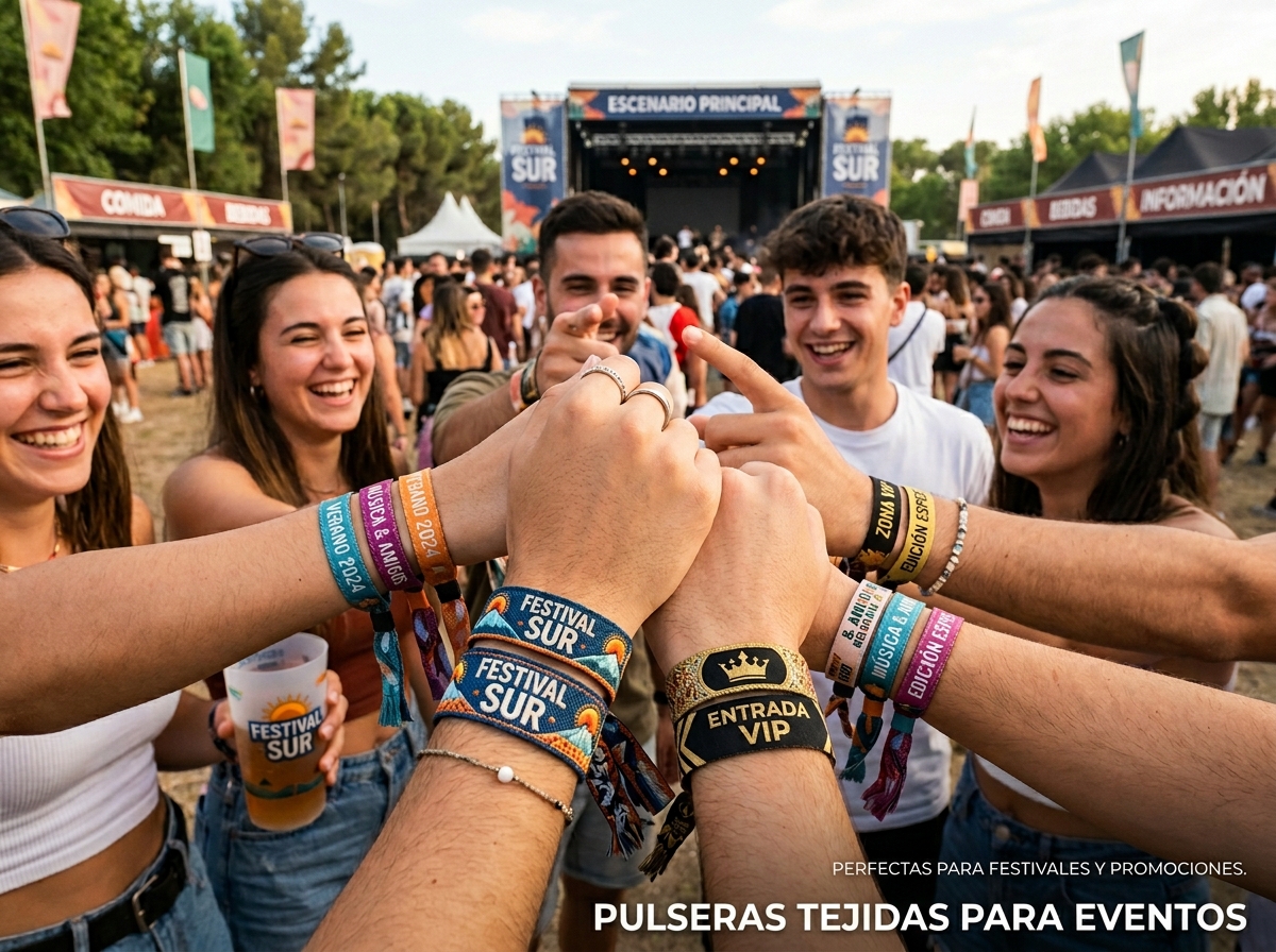 Pulseras de cinta personalizadas para festivales y eventos